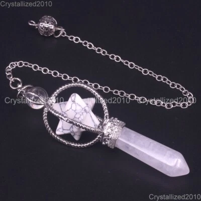 Collar colgante de chakra Reiki en punta de cristal curativo Merkaba piedras preciosas naturales Foto 1 de 4