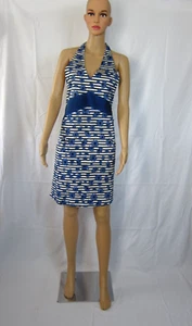 Pier 1 Imports geblümt blau/weiß/schwarz Retro Taschen gefüttert Damen Schürze - Bild 1 von 18