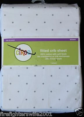 Circo Gray Dot Fitted Crib Sheet Toddler Bed Sheet cotton white gray dot new - Изображение 1 из 4