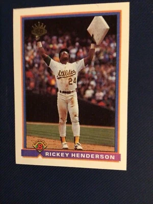 1991 Bowman Rickey Henderson Stolen Base Crown Card - Image 1 of 2
