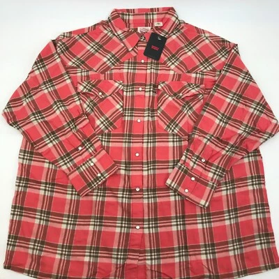 Camisa a Cuadros Levi's Para Mujer 3X Top Talla Grande Manga Larga Perla A Presión Coral Occidental Foto 1 de 4