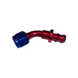 1/4 HOSE BARB TO 4AN FEMALE HOSE 45 DEGREE ADAPTER RED/BLUE - Picture 1 of 1