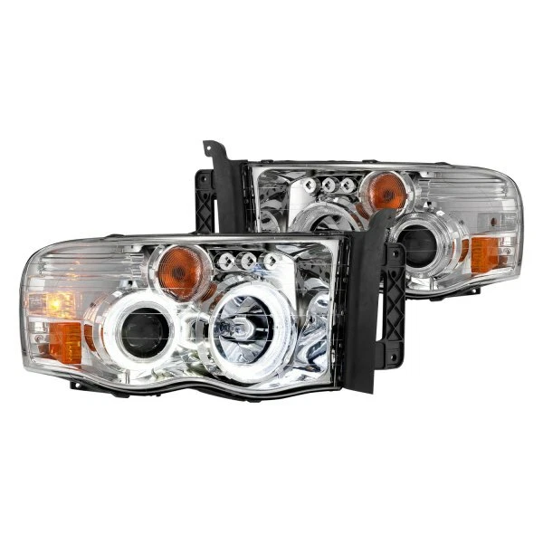 Faróis projetores ANZO com halo cromado âmbar transparente ADEQUADO PARA 02-05 Dodge Ram 111491 - Imagem 1 de 1