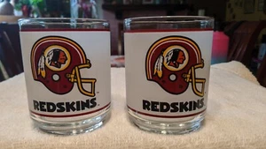 2 Vintage Washington Redskins Mobil Promo mattierte Trinkgläser 80er Jahre ANSEHEN!!! - Bild 1 von 2