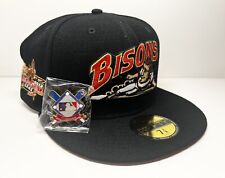New Era 59Fifty Buffalo Bison￼ Minor League Fitted Hat-Side Patch Red UV-7 3/8
