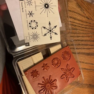 Stampin Up Retired Wood Mounted SNOW BURST Snowflakes Winter RARE HTF - Picture 1 of 2