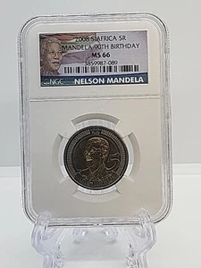2008 South Africa 5 rand NELSON MANDELA 90th Birthday Coin NGC MS66 "BEAUTIFUL" - Picture 1 of 6