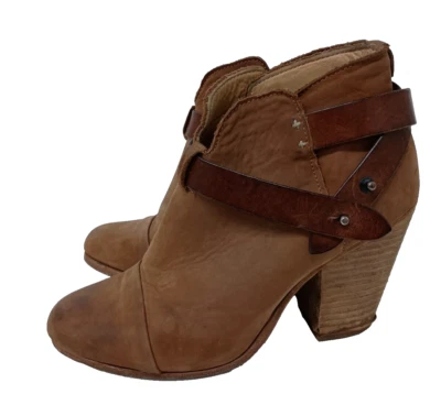 Botas al tobillo Rag & Bone para mujer con hebilla grada talla 38 cuero tostado tacón ancho occidentales Foto 1 de 4