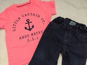 6-9 Monate Carters The Children's Place komplettes Outfit blaue Jeans Ahoi Shirt  - Bild 1 von 7