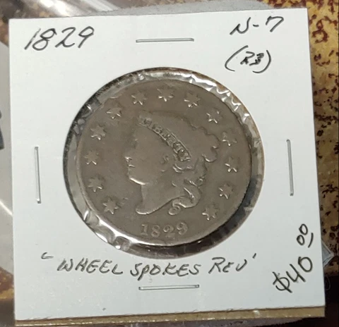 1829 N-7 ( R 3 ) "wheel Spokes"  Large Cent - Free Shipping Cover