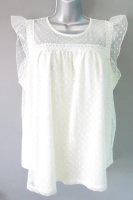 No Boundaries Blouse Women 19 Sleeveless Ivory Lace Tank Cottagecore Peasant Top - Image 1 of 4