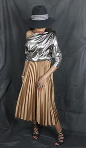 Zara pleated elastic satin skirt - Picture 1 of 5