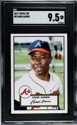 2017 Topps TBT Throwback Thursday #8 Hank Aaron SGC 9.5 MINT+ Braves 1952 Design - Image 1 of 2