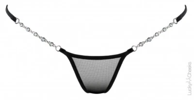 LUCKY CHEEKS Luxury Transparent V-String BLACK - LC266TBV - Bild 1 von 4