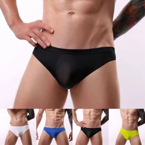 Men's Underwear Ice Silk Seamless Briefs Sexy Underpants Breathable Panties New - Picture 1 of 15