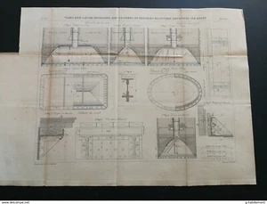 ANNALES PONTS et CHAUSSEES (76) Plan Viaduc Rive Gauche avec Chambres de Travail - Imagen 1 de 4