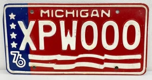 VTG Michigan Bicentennial Custom License Plate “XPW000” Auto Tag EXPIRATION 1976 - Picture 1 of 8