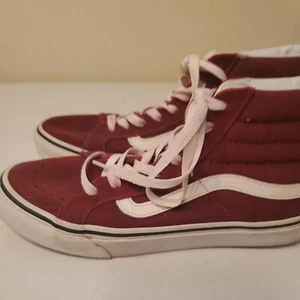 Vans Off The Wall Hi Mens Size 6.5 Womens 8 High Top Shoes Red Maroon 721278 - Picture 1 of 12