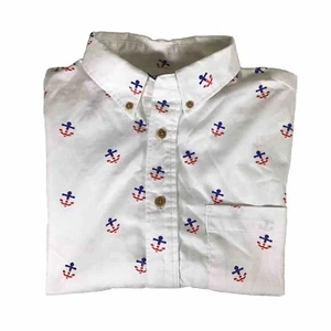 Chubbies The Nutter Men's White "USA Flag Anchor" Pattern Cotton Shirt Sz Medium - Picture 1 of 17