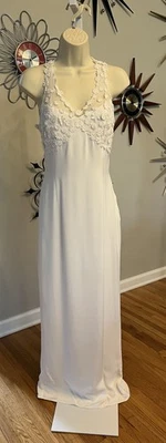 VTG Jessica McClintock Bridal 8 Wedding Dress Floral Sleevless w/ Overlay - Image 1 of 4