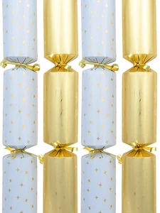 Matte Gold & White Merry Christmas & Stars Cracker Bon Bons - 50 x 30cm - Picture 1 of 3