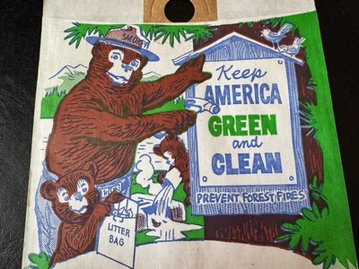 NOS 复古 SMOKEY THE BEAR 罕见 1950 年代 60 年代 自动配件 小包 雪佛兰 福特 — 第 1/4 张图片