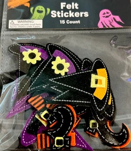 HALLOWEEN Filz Aufkleber Hexe Stiefel Hut �� Fledermaus Kürbis �� Geist - Bild 1 von 2