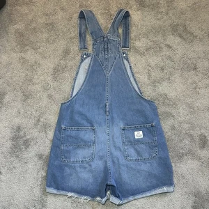 Pantalones cortos con tirantes Gap para mujer azul medio denim dobladillo con volantes - Imagen 1 de 15