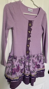 NAARTJIE KIDS Dress 5 yrs, Purple, Mixed Buttons, Dropped Waist, Layered, Size 5 - Picture 1 of 6