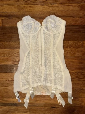 De colección 1950 Warners Original Hueso Marfil Corsé Bustier 36 Feliz Viuda Encaje Liguero Foto 1 de 4