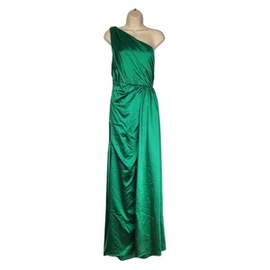 IEENA for Mac Duggal Gathered One Shoulder Satin Gown Emerald Green 26654 Size 2 - Picture 1 of 11