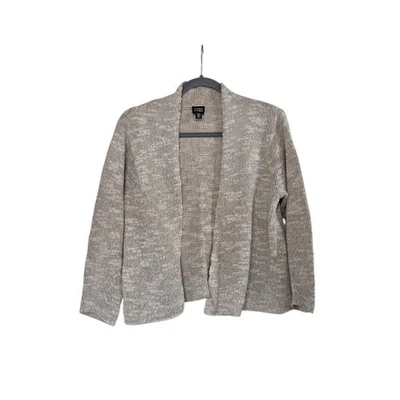 Cárdigan abierto de hilo italiano mezcla seda lino crema Eileen Fisher, mediano para mujer Foto 1 de 4