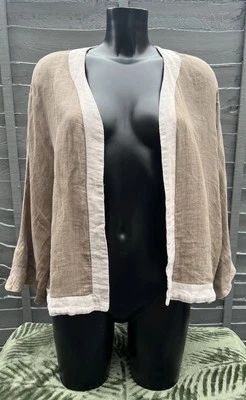 OSKA BEIGE OPEN LINEN JACKET LAYERING SIZE II UK 12 - Image 1 of 4