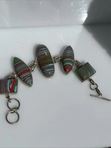 Pulsera hecha a mano de piedras preciosas de calílice arco iris joyería 8"- 2" de ancho - Imagen 1 de 4
