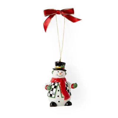 Spode Black & White Snowman Ornament - Festive Holiday Christmas Tree Decor - Image 1 of 4