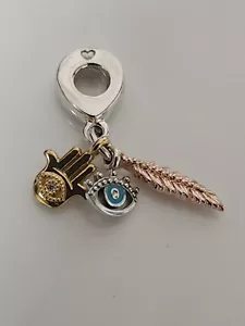 PANDORA HAMSA, ALLSEHENDES AUGE & FEDER SPIRITUALITÄT BAUMELN CHARM #768785C01 - Bild 1 von 3