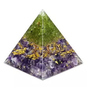 Pirámide de Orgón con Peridoto Árbol Piedra Cristal Generador de Energía Chakra Equilibrio - Imagen 1 de 25