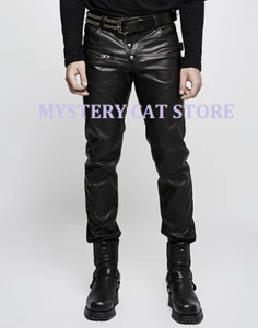 New PUNK RAVE Heavy Metal Rock Gothic Leather pants K-301 ALL STOCK IN AUSTRALIA - Picture 1 of 12