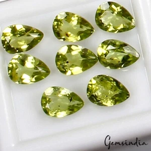 Zertifiziert 8 Stck. Natürlicher Peridot Grün Birnenschliff Lose Unbehandelt Schmuck Edelstein 7x5 mm - Bild 1 von 5
