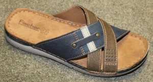 Herren-Pantolette Sandale Fischer-Markenschuh blau/braun 526810/555 Größe 43 - Bild 1 von 5