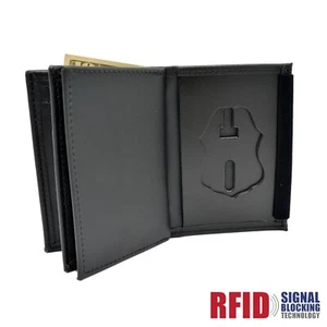 CBP Customs Officer Border Patrol Badge Wallet Black RFID Blocker Two ID Federal - Picture 1 of 8