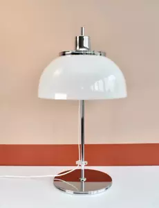 1970s Guzzini Faro Mushroom Table Lamp, Vintage Mid Century Modern Chrome Silver - Picture 1 of 8