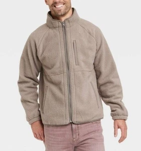 Gray High Pile Fleece Zip-up Sweatshirt jacket - Goodfellow Men's S - Picture 1 of 3