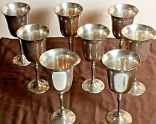 Antique Vintage Set Of 8 Silver Plated Decorative Wine Goblets silver coming off
