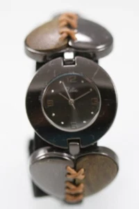 Relic Women Watch Black Stainless Steel Wood Brown Battery Water Resist Quartz - Picture 1 of 6