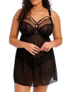 NEW ELOMI 'Sachi' Full Figure Underwire Babydoll Size 40 K Black/UK 40H #EL4351 - Picture 1 of 6