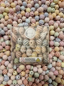 COLOURFUL PASTEL PUMPKIN BEADS 10MM BRACELET JEWELLERY CRAFT FREE POSTAGE - Picture 1 of 4