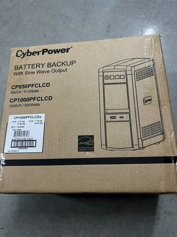 CyberPower CP1000PFCLCD Pure Sinewave 1000VA/600W UPS System - Image 1 of 4