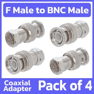 Paquete de 4 adaptadores tipo BNC a F cable coaxial macho a macho conector convertidor - Imagen 1 de 3