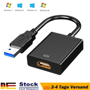 USB 3.0 to HDMI Adapter HD Konverter 1080p für PC HDTV TV Laptop Schwarz DHL - Afbeelding 1 van 12